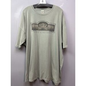 Salt Lake City Shirt Mens 2X Short Sleeve Nature Graphic Print Moose Green Anvil